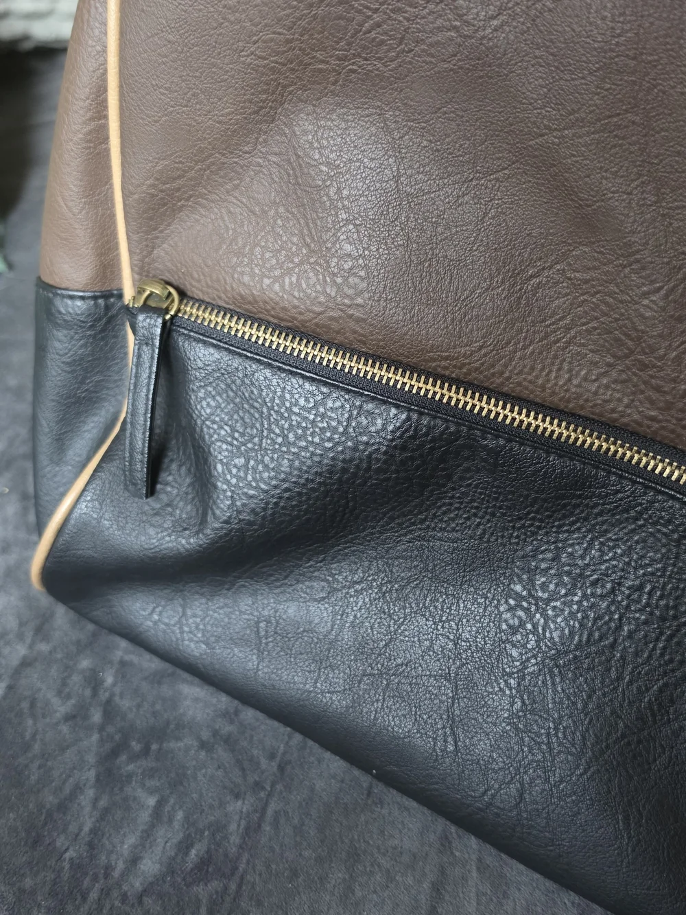 Merona Brown and Black Two-Tone Tote with Tan Trim